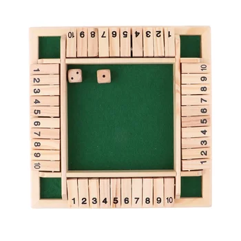 Wooden Arithmetic Dice Board Game – Flip Card Box with 4-Sided Number Tiles, Fun Multiplayer Dice Game for Family & Party (Green) 7