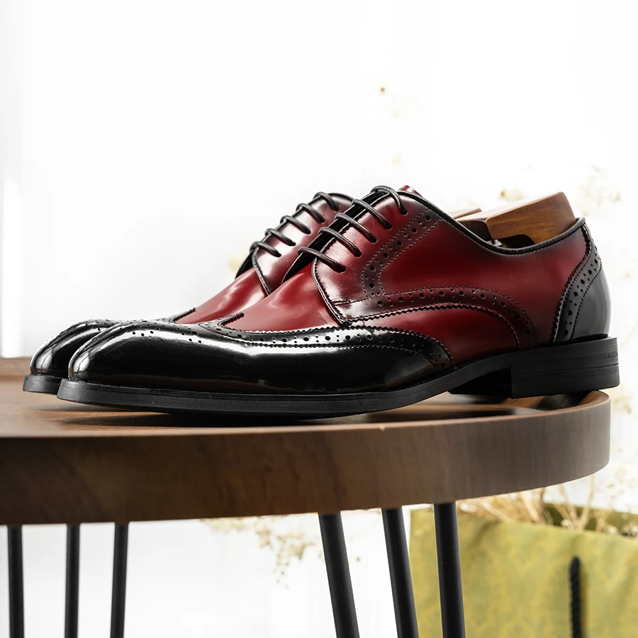 Hanmce High Top Men Dress Shoes 2 Color Luxury Brogue Shoes shoes for men with