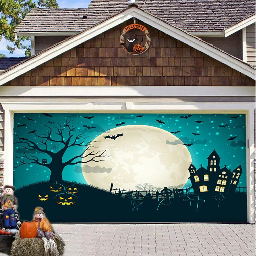 

Halloween Themed Wall Hanging Halloween Backdrop Spooky Halloween Garage Door Decorations Fine Workmanship for Home