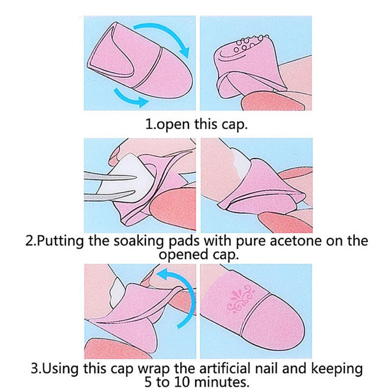 Nail Polish Remover Wraps 10PC Clip Soak Off Silicone Cap UV Gel Lak Remover Degreaser Cleaner Tips Fingers Cover Varnish Manicure