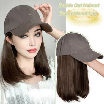 Synthetic12/16/18inch duckweave cap straight hair inward wig baseball capwater wave wig extensions ponytail daily Christmas 1