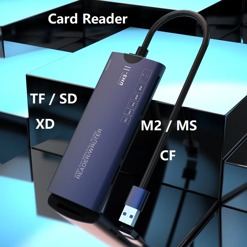 XD Picture Card Reader USB Type C TF/SD/MS/M2/XD/CF 6 in 1 Memory Card Reader USB C CF Adapter Supports MS