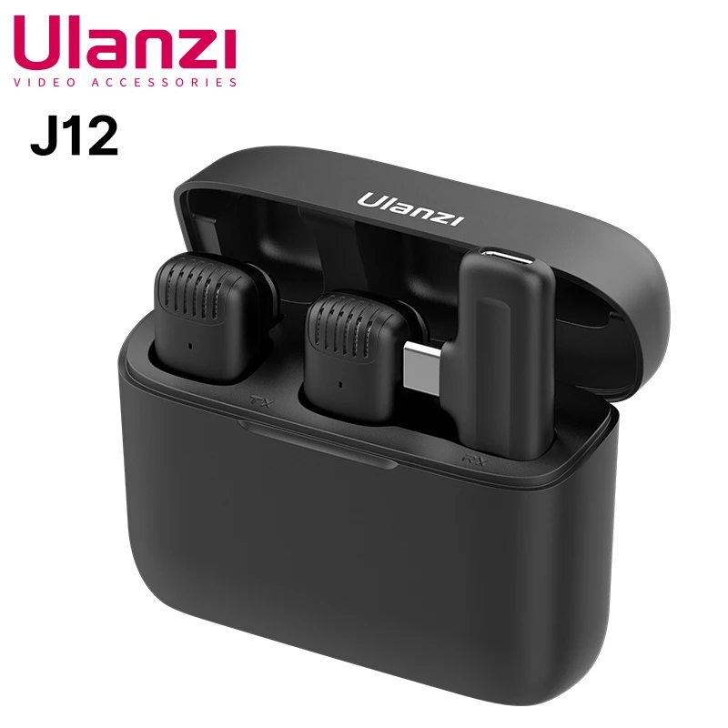 wireless headphones with mic Ulanzi J12 Wireless Lavalier Microphone System Audio Video Voice Recording Mic for iPhone Android Mobile Phone Laptop PC Live best microphone for streaming