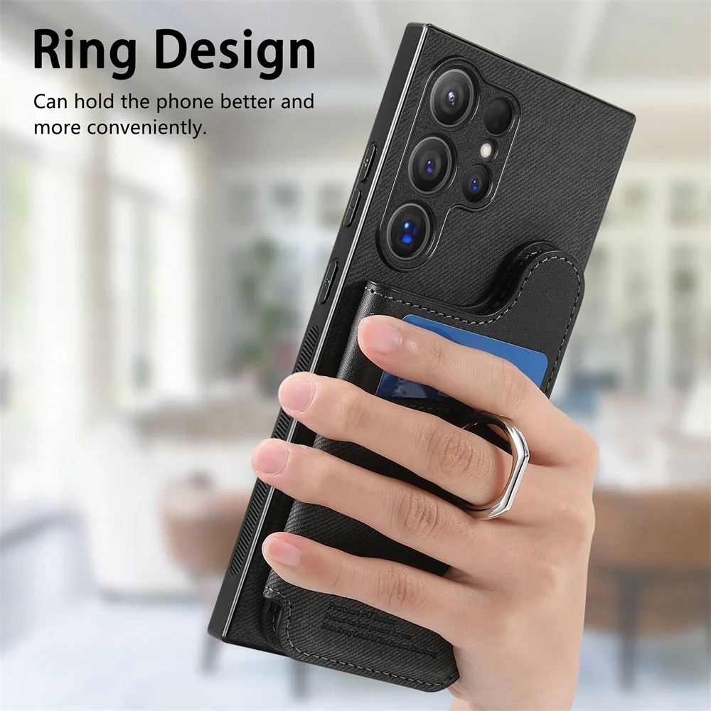 RFID-blocking Magnetic Wallet Phone Case with Card Holder Cover