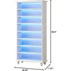 9-Tier Shoe Storage Cabinet with LED Lighting, 30 Pairs Narrow Tall Freestanding Shoe Cabinet, White Wood Shoe Organizer 5