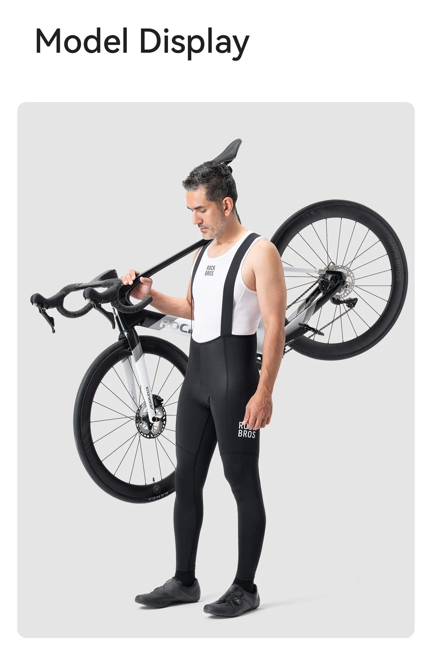 ROCKBROS Radfahren Trägerhose Atmungsaktive Lange Hose Rennradhose Trägerhose 3D Kissen Gepolsterte Stoßdämpfung Fahrradhose – Detail 10