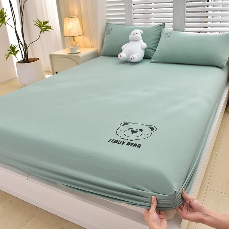 업그레이드 원면 피부 친화적 코튼 싱글 침대 커버, 만화 매트리스 보호 커버, 어린이 침구 세트 장착 시트 