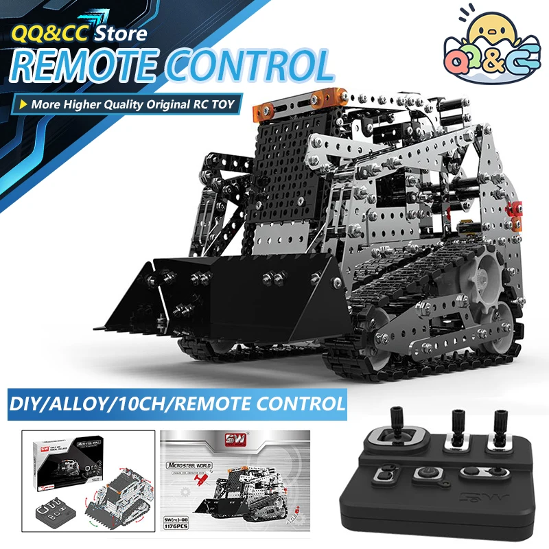 Stainless Steel RC Bulldozer Tracked Truck Toy with 2.4G Remote Control