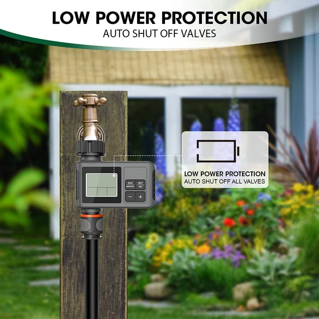 Dispositif d'arrosage automatique, minuterie d'eau intelligente à 1/2 zones, écran LCD, système d'arrosage, arroseur chronométré, programmeur de jardin 4