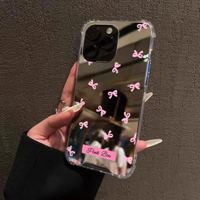 Adorable Bowknot Phone Case with Makeup Mirror Cover