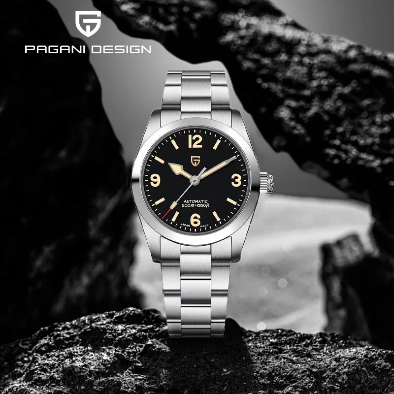 Pagani Design Explorer NH35 Fashion Men's Automatic Mechanical Watch Top grade Sapphire Stainless Steel Waterproof 20Bar C3 Glow
