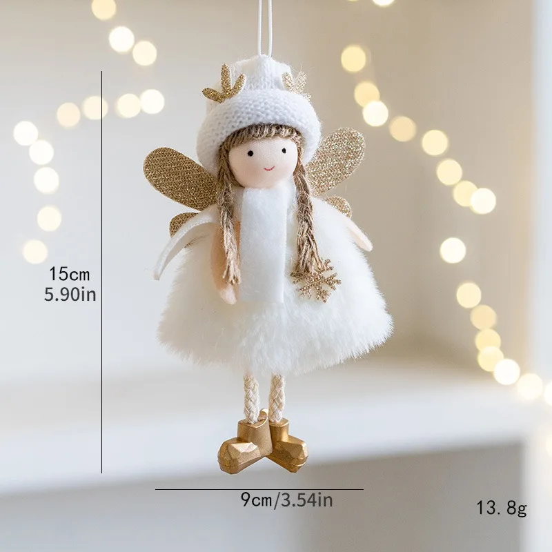 Bambola angelo natalizia da appendere, ornamenti angelo 3,54x1,97x6,3 pollici per albero di Natale, ornamenti angelo peluche per l'albero di Natale, ciondolo fata colorata bomboniera per le feste