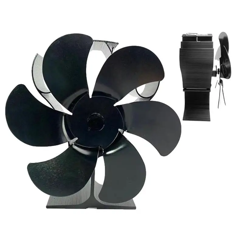 

Heat Powered Stove Fan 6 Leaves Circulating Warm Air Fireplace Fan Eco Silent Circulation Handle Aluminum Heat Powered Stove Fan