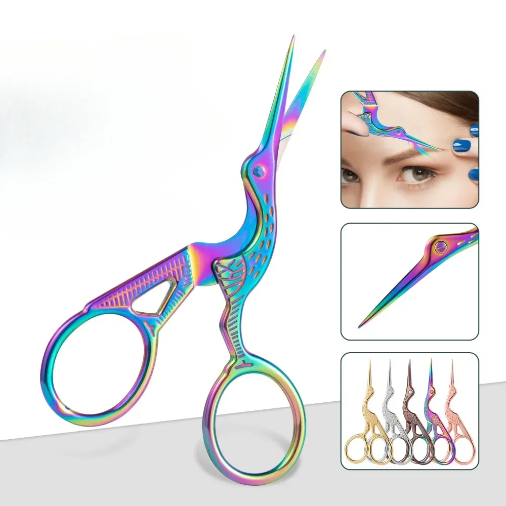 Retro Stainless Steel Beauty Scissors Makeup Grooming Eyebrow Trimmer Eyelash Nose Facial Hair Remover Nail Scissors Nail Tool 4