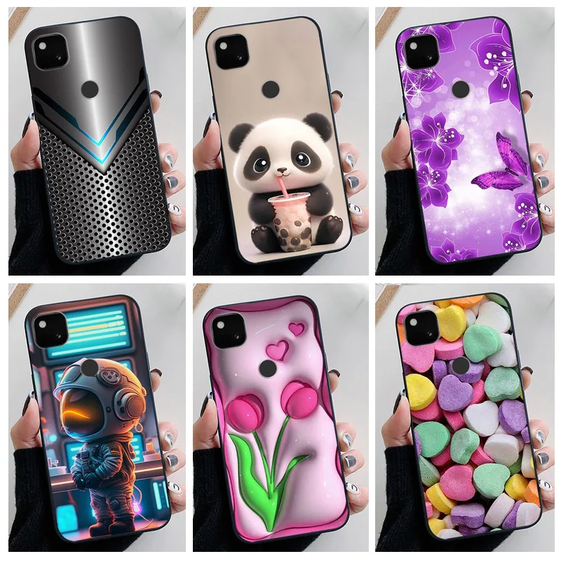 Floral Black Soft TPU Silicone Phone Case Cover