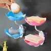 Double Layer Flowers Lotus Shape Draining Soap Dish Soap Box Plate Holder Portable Punch-free Soap Tray Bathroom Accessories 3