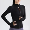 Top de Yoga con cremallera completa para mujer, chaqueta de Fitness para correr, ajuste elástico, Top de manga larga con cuello redondo, ropa deportiva para gimnasio