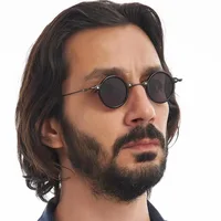 Lunettes de soleil rondes rétro pour hommes et femmes, Steampunk, lunettes de soleil, marque de créateur, monture en métal, nuances 1