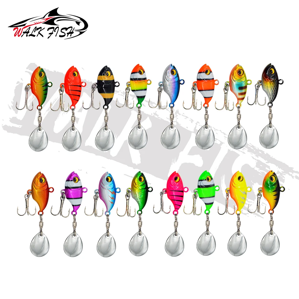 WALK FISH 14g Tail Spinning Metal Jig – Sinking VIB Vibration Spoon Lure for Bass, Pike & Trout Fishing 6