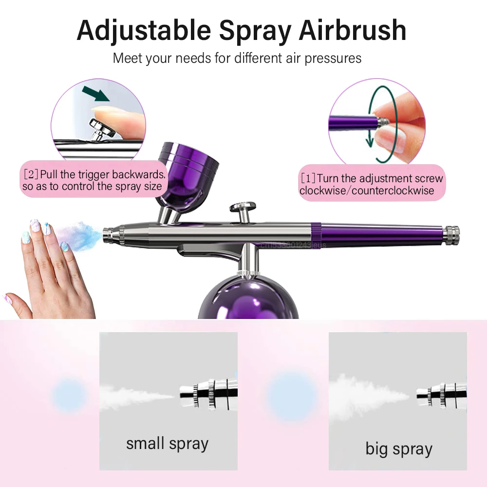 Rechargeable Airbrush with Compressor Portable Nail Art Air Brush Includes Spray Gun Tools for Nail Art Makeup Painting 2