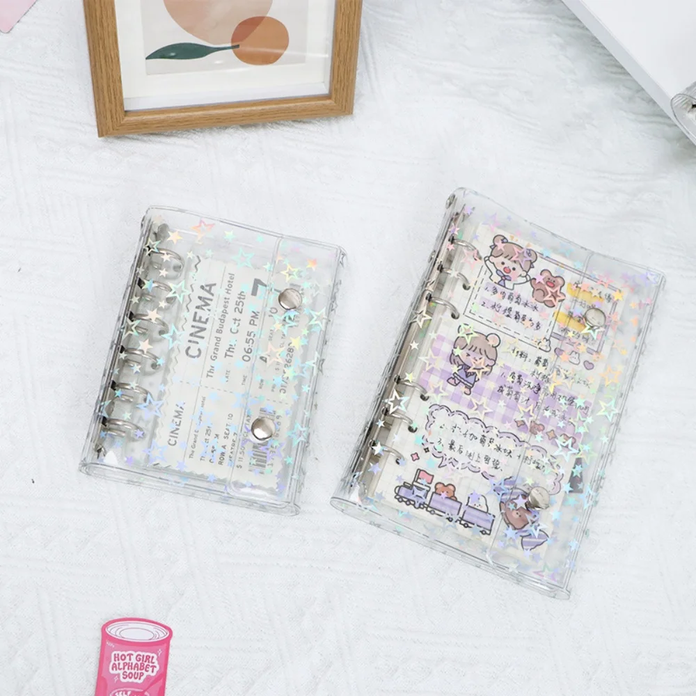 M5 A6 A7 Budget Binder Cover Clear Glitter PVC Binder Refillable Notebook for Photos Pictures Albums Planner Folder