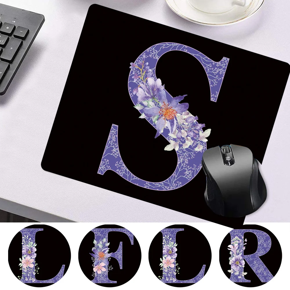 Impressão de Flor Roxa Mouse Pad Tapete de Mesa Antiderrapante Pequeno Gamer Mat Liso Escritório Laptop Computador Mesa Acessórios
