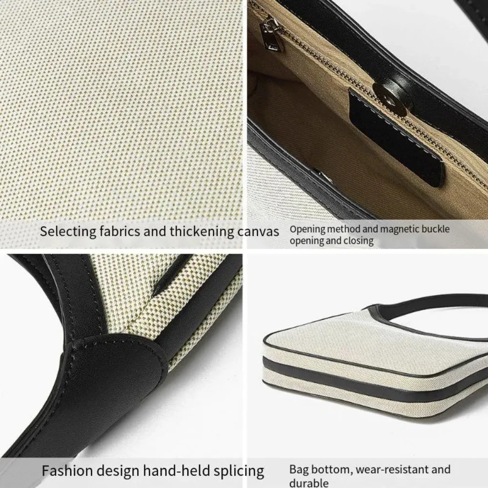 New retro canvas leather tote bag large capacity Women's bag handbag commuting simple Versatile one-shoulder underarm bags