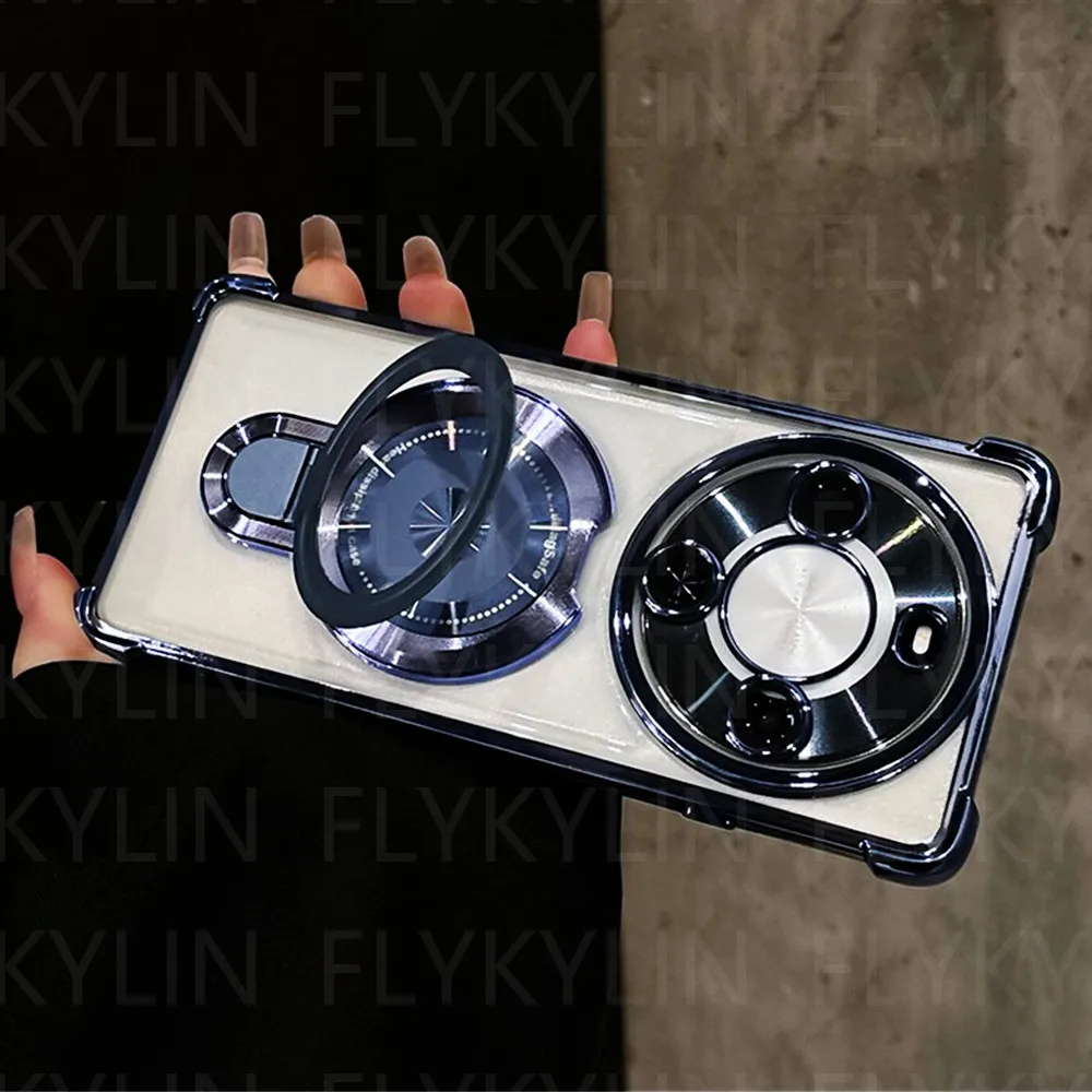 Magnetic Holder Stand Shockproof Clear Silicone Phone Case