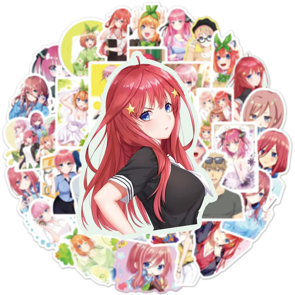50 Stück Kawaii Mädchen Anime The Quintessential Quintuplets Aufkleber Cartoon Nakano Miku Sticker für DIY Koffer Laptop Auto Aufkleber – Detail 1