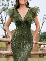 Elegant Black Evening Dresses Women 2025 Luxury Long Mermaid Formal Sequins V-neck Prom Wedding Party Cocktail Gown - Image 6