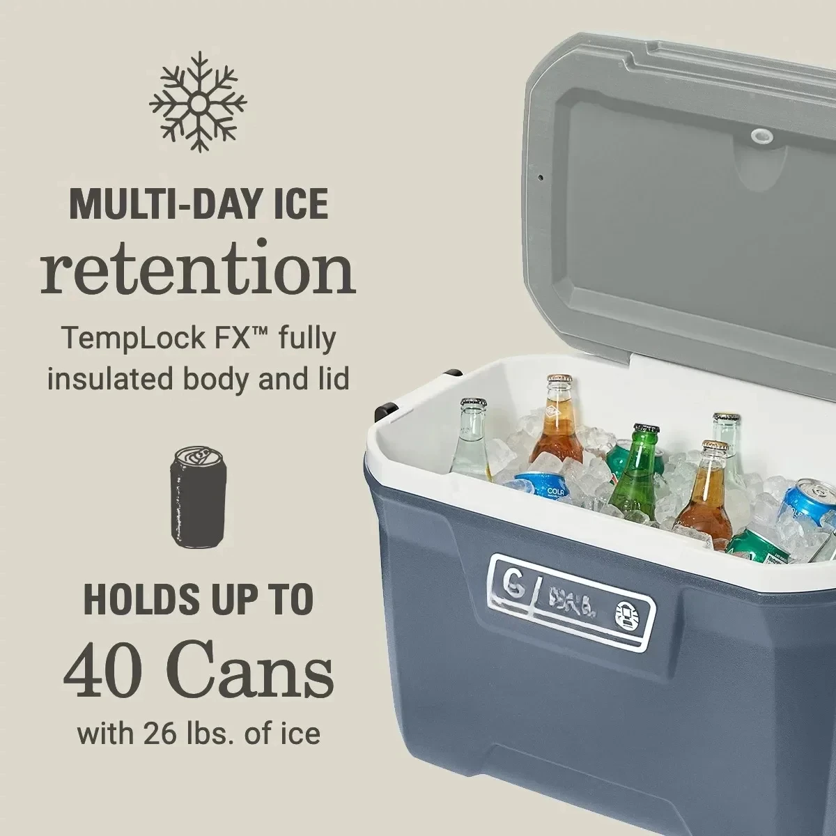 316 Series 52QT Ice Chest Hard Cooler, Lakeside Blue