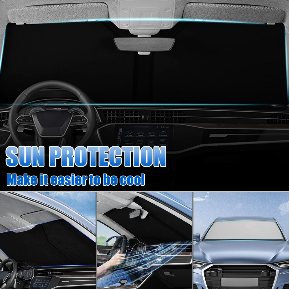 70*140cm Car Windshield Shade Universal Front Windscreen Sun Shade Sun Protection Double-Layer Window Cover Collapsible for Auto bumper stickers