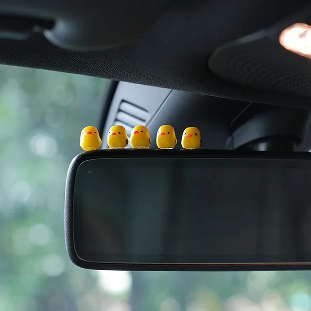 Car Mounted Mini Ornament Cute Small Yellow Duck Center Console Rearview Mirror Car Decoration Supplies Office Desktop Ornaments 1