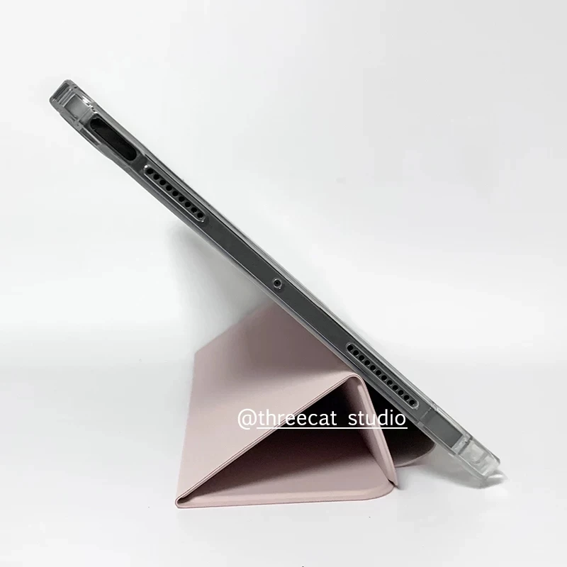 Elegant Lace Pink Polka Dot Tablet Case with Pen Holder and Smart Y-Fold Design