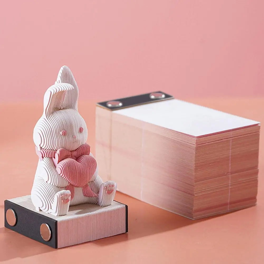 2026 크리에이티브 3D 종이 노트 메모장 3D 메모 선물 조각 토끼 곰 종이집 상어 3D 아트 귀여운 조형물 사무용품