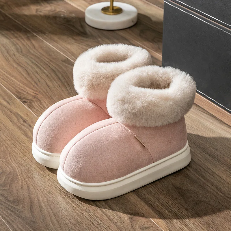 Thick Soles Ankle Boots Women Warm Plush Home Shoes High Top Couple Cotton Slippers Shoes Women Snow Boots