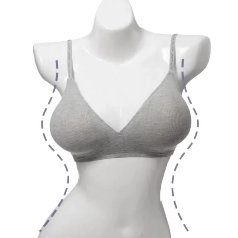 Plunge Non-wire Triangle Cup Bra Women's Invisibale Underwear Letter Straps Ribbed Bralette Sexy Lingerie Sleep Intimates S-XL 6