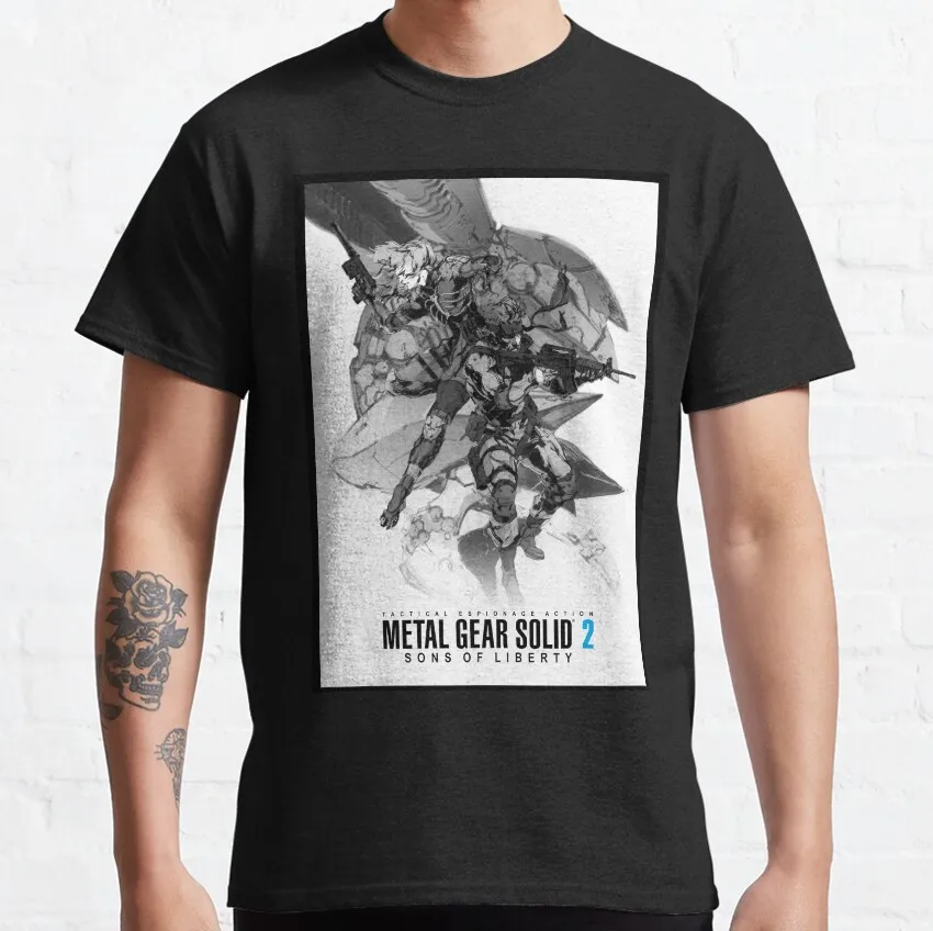 Metal Gear Solid Big Boss Sketch Graphic Cotton T-Shirt - Plus Size Men's Gaming Apparel