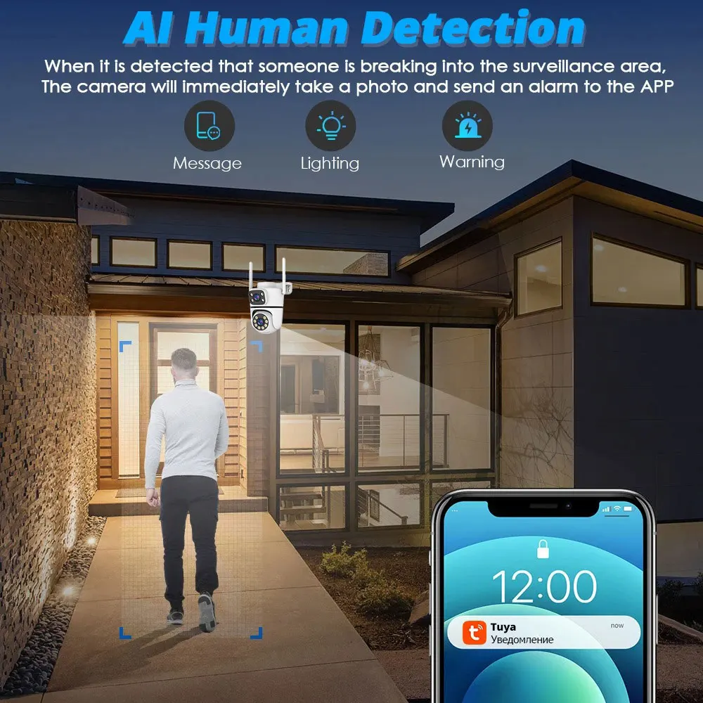 Tuya 10MP Dual Lens 5G Wifi IP Camera PTZ Outdoor 4K Dual Screen 10x Zoom Security-protection Camera Auto Tracking Surveillance 5