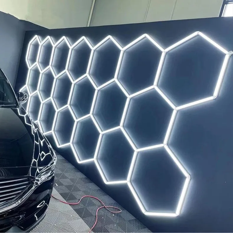

Customized Design Led Hexagonal Light for Barshop Store Studio Clothing Store Detailing Car Wash Beauty Workshop