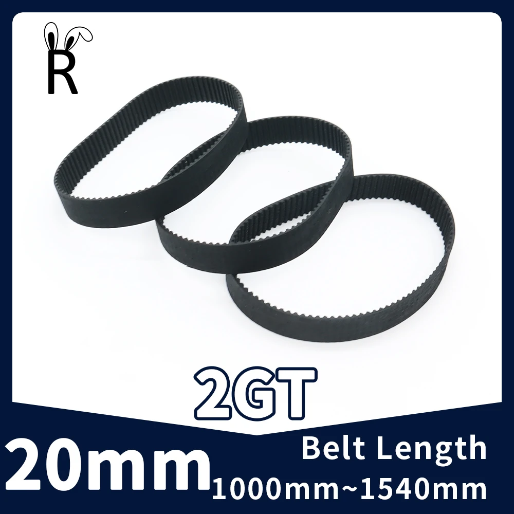 Belt Width 20mm Rubber Closed 2GT Synchronous Timing Belt 2M Length 1000mm~1540mm Synchronous Toothed Belt GT2 3D Printer Parts