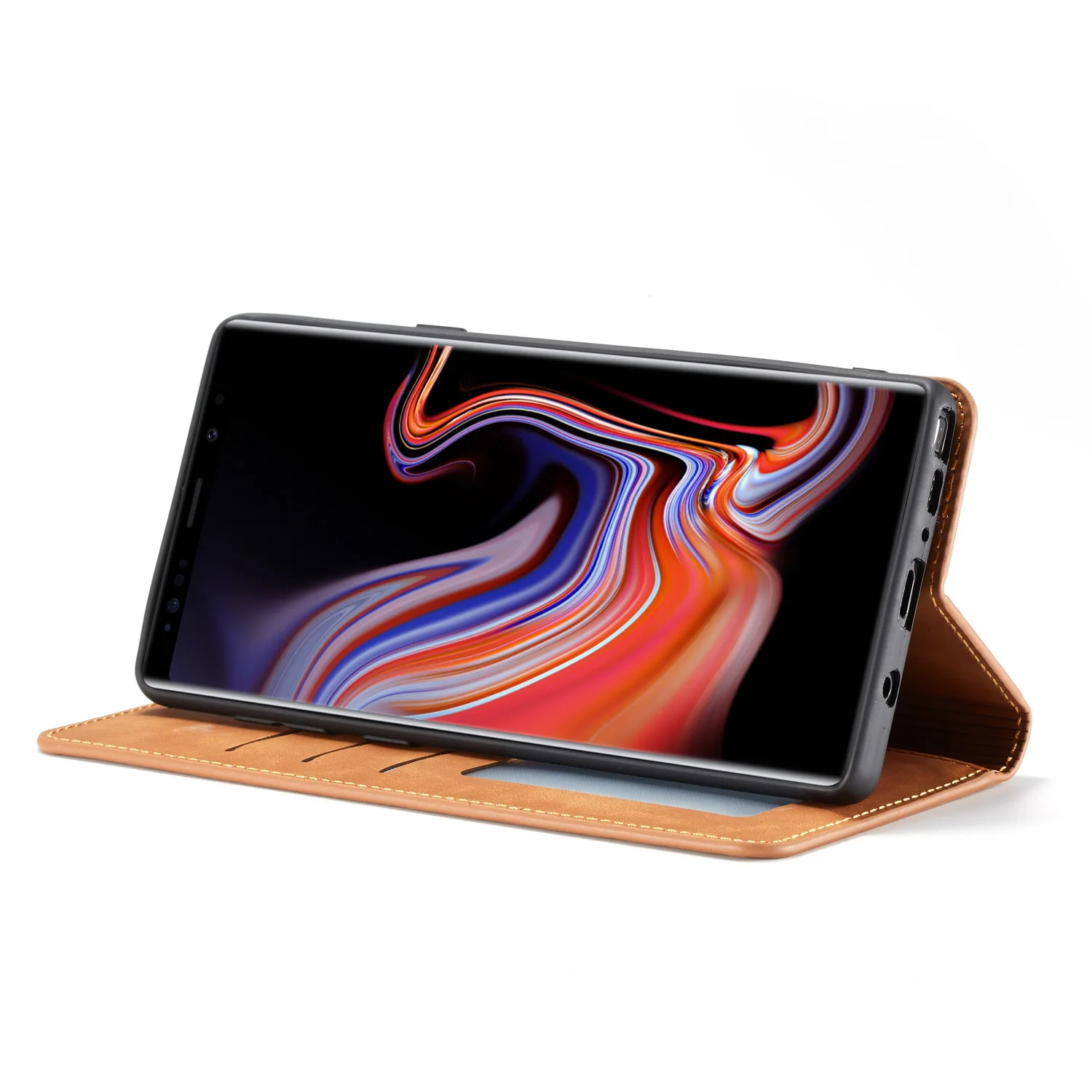 Ultra Slim Leder Brieftasche Fall Für Samsung Note9 Note10 Plus Note20 Ultra Magnetische Karte Halter Flip-Cover Luxus Einfarbig neue – Detail 7
