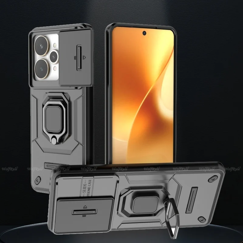 Shockproof Phone Case with Lens Protective Ring Holder - Durable Bumper Cover
