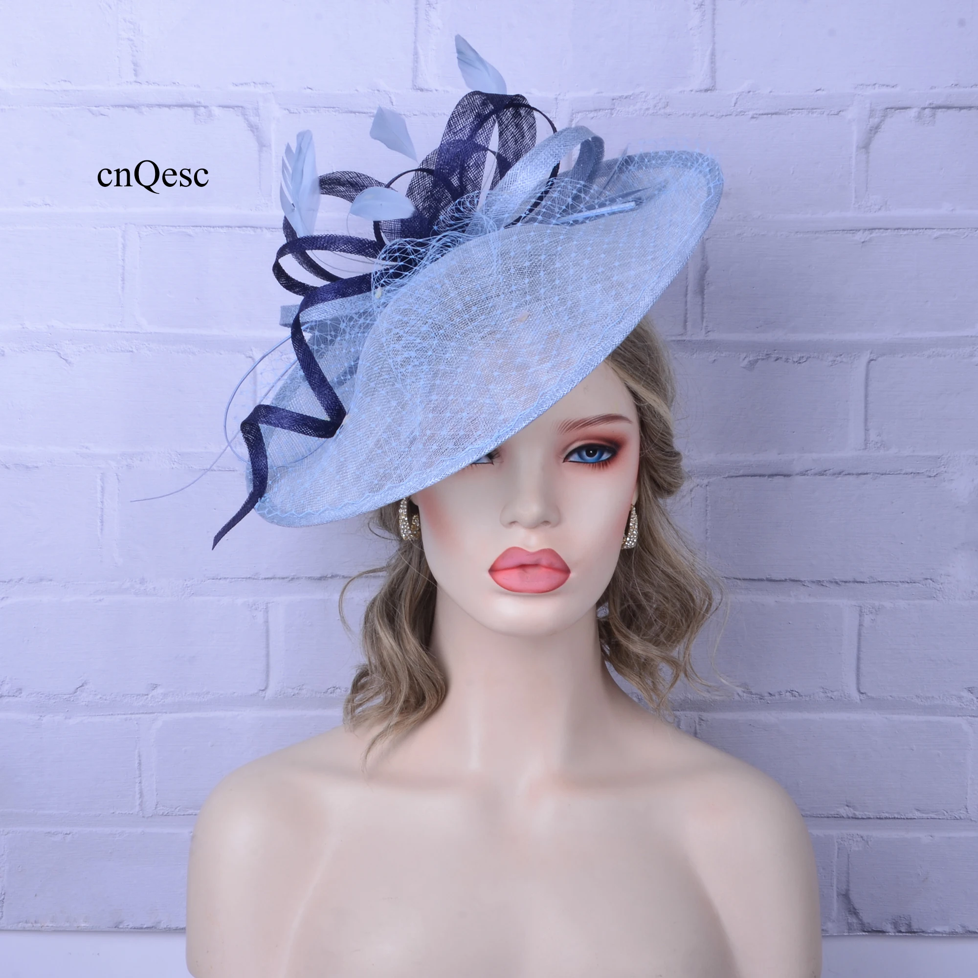 Phase Eight Blue Sinamay Fascinator Hat with Feathers Wedding Guest Tea Party Lawliet Womens Sinamay Feather Fascinator Cocktail Hat  main image 4