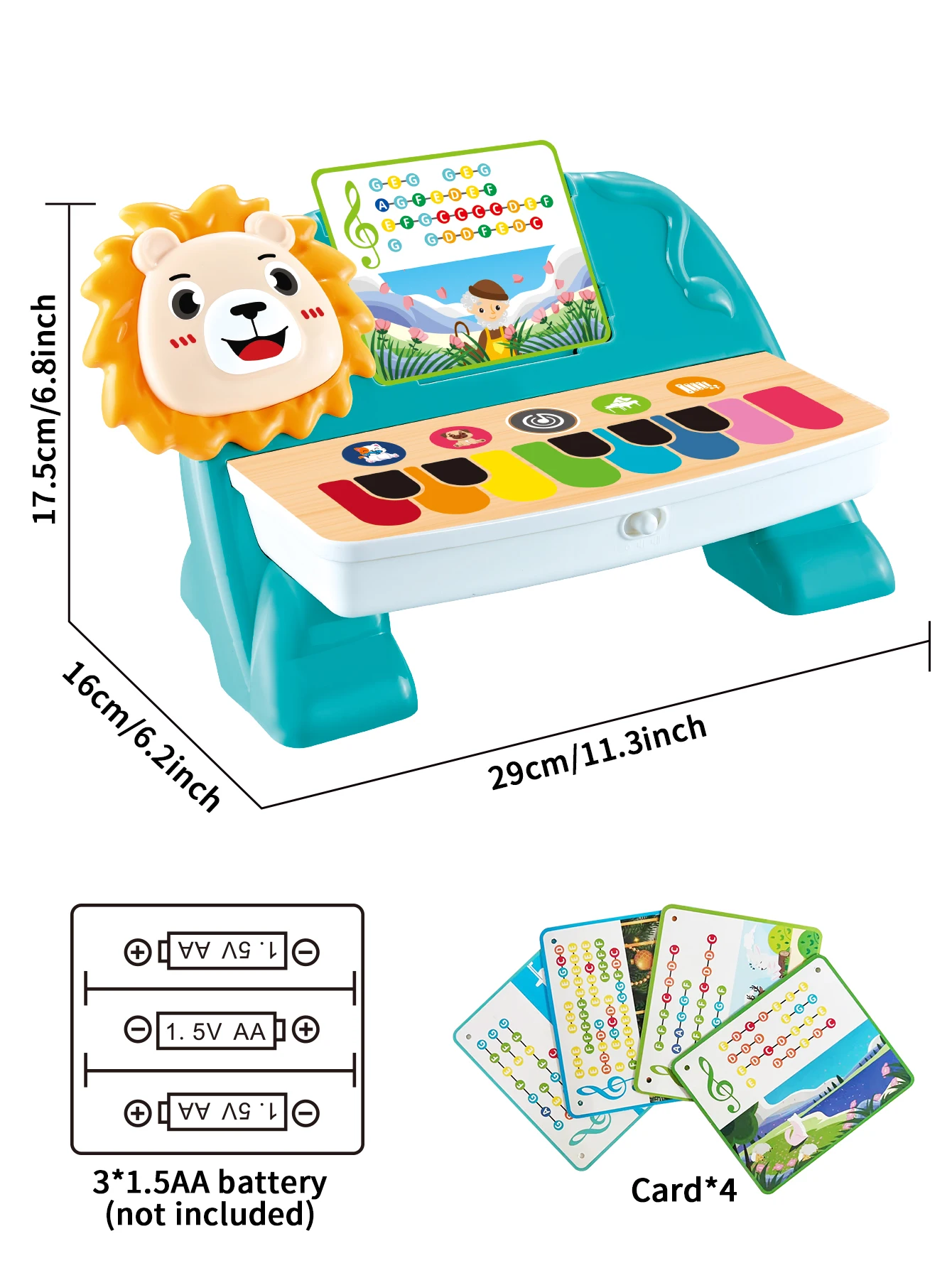 Lion touch playing piano toy, safe wireless intelligent touch electronic small piano can play music 6