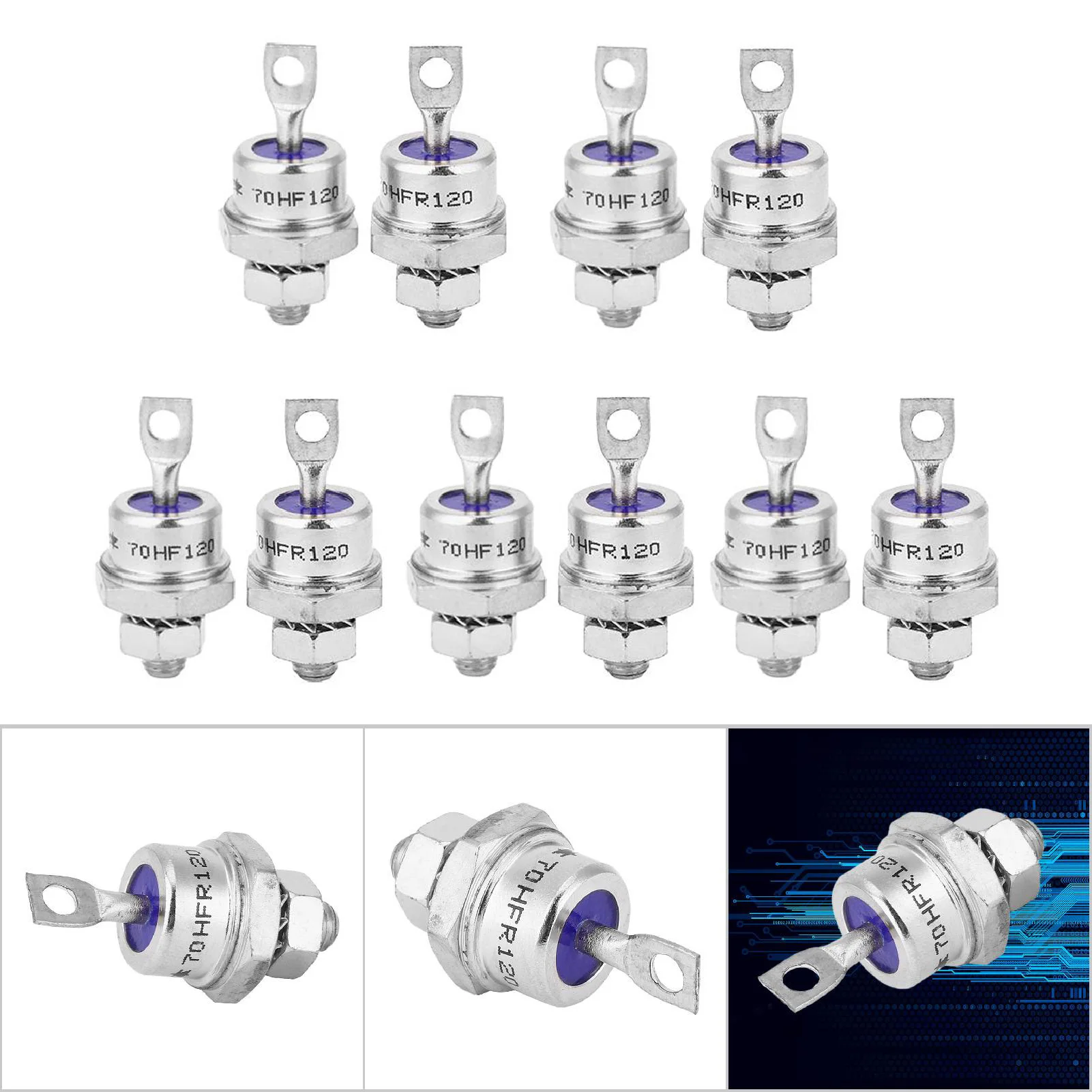 Rectifier Diode Spiral for Battery Charging 70HFR120/70HF120 5 Pairs
