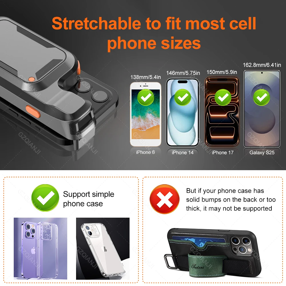 2D 백 클립 블루투스 바코드 스캐너 전화 작업 휴대용 바코드 리더 데이터 매트릭스 안드로이드 iOS 시스템 스캔을위한 1D QR 스캐너