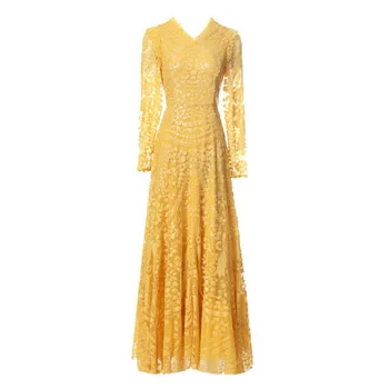 Meyyithun Women's Dress New Arrival XXXXL Charming Evening Dress  V-neck sequin Heavy Embroidery Long Dress 250226MZ01 1