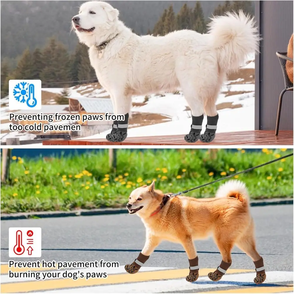 4 Stück Gemütliche Rutschfeste Hundesocken mit Starkem Halt Geräuschlose Gestrickte Haustiersocken Anti-Leck Anti-Kratz Katzensocken für Innenbereich – Detail 12