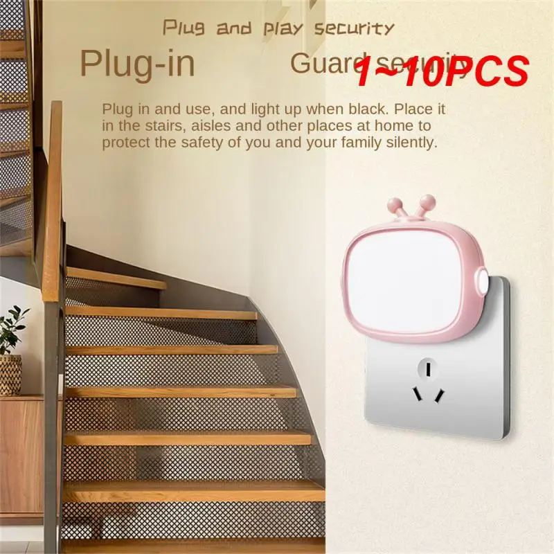 

1~10PCS Bedroom Bedside Lighting Lamp Wall Plug-in Type Switch Time Setting Intelligent Light-controlled Energy-saving